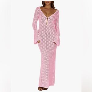 Pink Crochet Swim Cover-Up